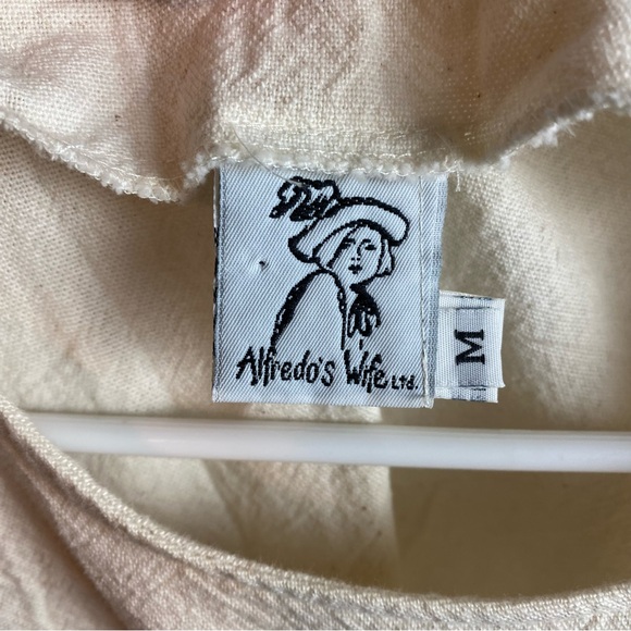 Alfredo’s Wife Tunic Top Tee Shirt Womens Size Medium Cream Natural Frayed Hem - Picture 7 of 9